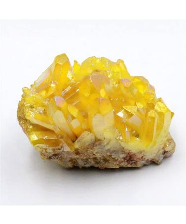 Room Decoration Natural Quartz Crystal Cluster Titanium Bismuth Electroplated Yellow Geode Stone Specimen Home Decoration Gifts (Color : 50g)
