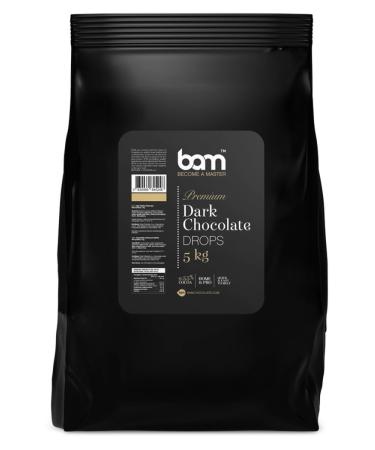 BAM become a master BAM Dark Chocolate Drops 5 kg Premium Baking Chocolate with 556 Cocoa Ideal for Ganaches Mousses Pralines & Decorations Glutenfree