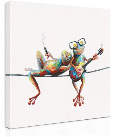 Happy Frogs Canvas Wall Art Decor with Glasses - 30x30cm - Buy Online on GoSupps.com