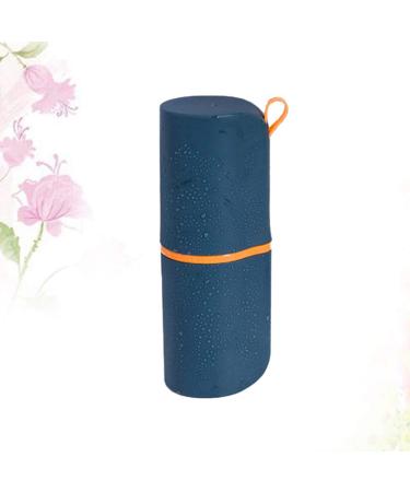 Dark Blue Portable Toothbrush Holder - Mini Trash Can & Clothespins Storage Cup for Travel | Clean & Tidy Organizer - Buy Online on GoSupps.com
