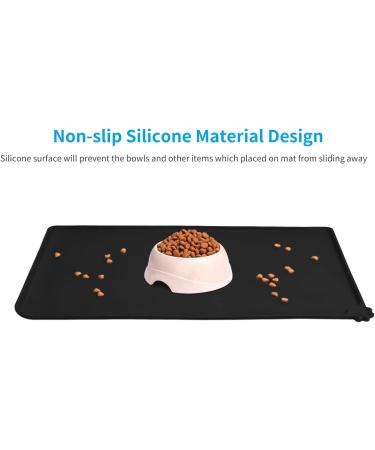 Audwud Silicone Waterproof Dog & Cat Feeding Mat | Anti-Slip Pet Mat 53x38 cm - Black - Buy Online on GoSupps.com