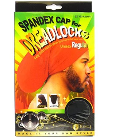 King.J Regular Size Unisex Spandex Cap For Dreadlocks (Black)