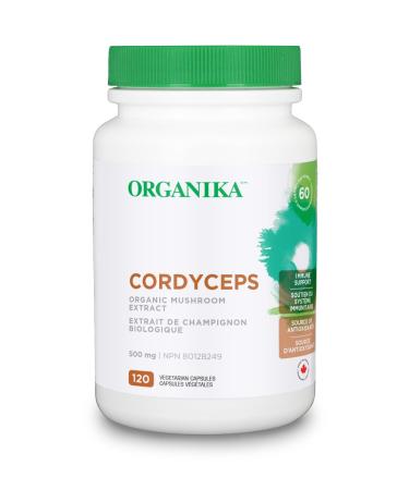 Organika Cordyceps Mushroom- Organic 500mg 4:1 Extract- Immune Support Antioxidant Support- 120vcaps