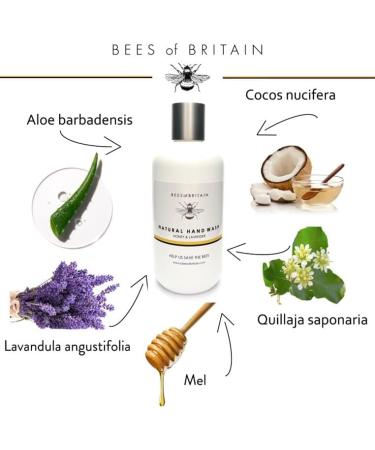 BEES of BRITAIN - 99% Natural - Hand Wash - Honey Lavender No Sulfates/Parabens No Soap. pH 5.5 Sensitive Skin. We Donate 5% of our Profit to Save Bees + Pollinators. 250ml - Buy Online on GoSupps.com