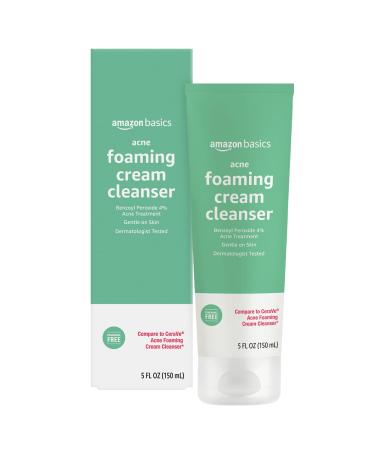 Amazon Basics Acne Cream Cleanser with 4% Benzoyl Peroxide 5 Fluid Ounces 1-Pack