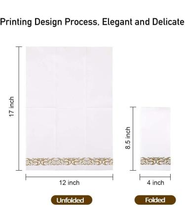 LEKOCH 100 Pcs Disposable White Napkins with Gold Design - Premium Air Laid Fabric-like Napkins for Weddings - 43x30 cm Luxury Party Supplies - Buy Online on GoSupps.com