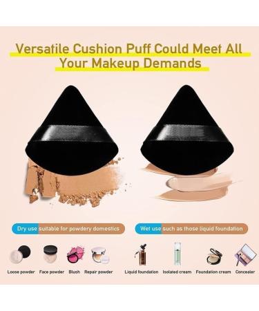 Powder Puff Face Triangle Talcum Setting Make Up Loose Under Eye Dry Baking Pressed Makeup Beauty tool Triangular Puff With Strap Fan Shaped Cosmetic applicator Soft Finger Sponges Reusable (2 BLACK) 2 BLACK - Buy Online on GoSupps.com