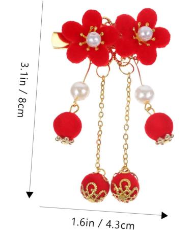 FRCOLOR 1 Pair Tassel Antique Style Hair Clip Bow Hair Clips Chinese Tassel Hair Clip Ancient Style Hair Pin Girls Barrettes for Hair Girl Hair Walk Japanese-style Girl Child Red Fabric - Buy Online on GoSupps.com
