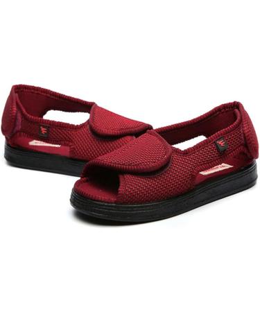 VEACAM Open Toe Diabetic Walking Shoes for Men - Non-Slip Elderly Sandals - Adjustable Lightweight Swollen Feet Edema Shoes 13 Red - Buy Online on GoSupps.com