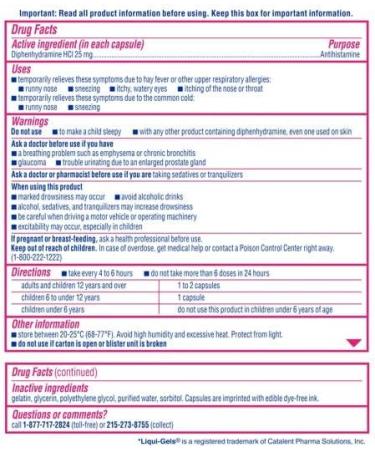 Benadryl Allergy Dye-Free 25 mg Liqui-Gels 24 ea - Pack of 3 | Fast Relief from Allergies - Buy Online on GoSupps.com