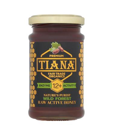 TIANA Pure Organic Raw Unpasteurised Wild Forest Honey Enzyme Diastase Activity 12+ 250g (Pack of 12)