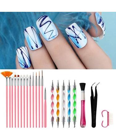Panysilioer 23 Piece Set Acrylic Set UV Gel Nail Polish Painting Brushes Dotting Pen Kit Manicure Clean Brush Tool - Buy Online on GoSupps.com