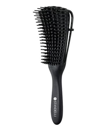 ST PROFESSIONAL Detangling Brush for Black Natural Hair Kinky Frizzy Wavy Curly Coily Thick Afro textured 3a to 4c Hair Vented for Blow Drying (abony black)