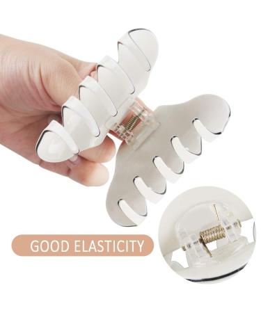 Acrylic Hair Claw Clips - 4 Solid Color Set for Women | Stable Hair Clips in Beige & Black - Shop Internationally - Buy Online on GoSupps.com