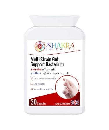 Multi-Strain Gut Support Bacterium (30 Capsules) Soothes & Supports Gut Bowel & Digestive Health Colon Issues & I. B. S Relief. Powerful Multi-Strain Pro-Biotic | Shakra Health