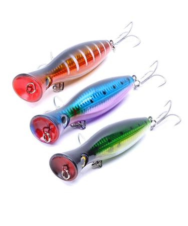 Gudgmtoy floating bait big popper topwater fishing bait salt water fishing artificial hard artificial bait barsch tunsch popper bait for seabass pike perch 13 cm 3PCs