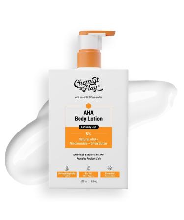 AHA Body Lotion with 5% Natural AHA Niacinamide Shea Butter | For Exfoliating Dry & Dead Skin Cells Deep Nourishment & Radiant Skin | Skin Brightening Lotion | 236ml