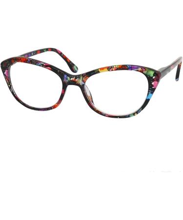 Mini Cat Eye Reading Glasses with Blue Light Filter - Anti-Flashing Floral Pattern 2.5 Diopters Free Case - Buy Online on GoSupps.com