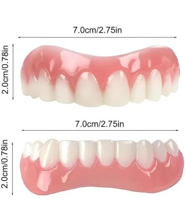 Brigtviee 2 Pairs of Dentures Top and Bottom Snap Veneers Cosmetic Temporary Veneers for a Confident Smile Denture Repair Kit for Covering Bad Teeth - Buy Online on GoSupps.com