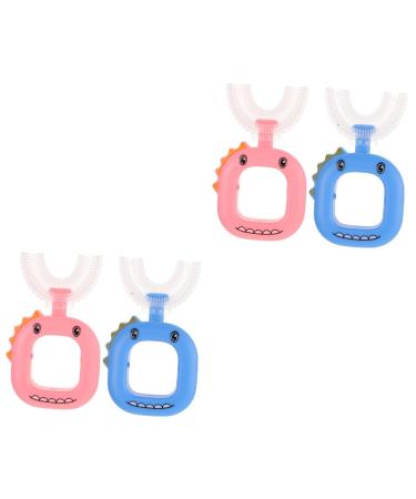 Minkissy 4 pieces U-shaped toothbrush for children Sortable toothbrush car toothbrush for children manual U-shape you design toothbrush children toothbrush accessories pebbles household