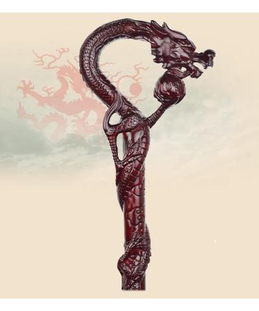 Wooden Cane Solid Walking Stick Crutch Wooden Walking Stick Sticks Solid Wood Old Wooden Stick Mahogany Cane Cherry Hand-Carved Men/Women/Grandma/Grandpa for Elderly Seniors