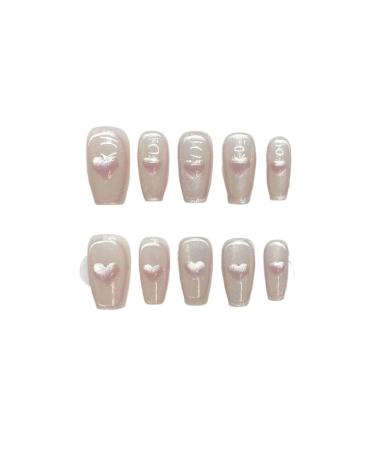 10Pcs Cat Eye Handmade Press On Nails with Gradient Design False Nails Full Cover Ballerina Wearable Artificial Nail Tips (Color : 3 Size : S)