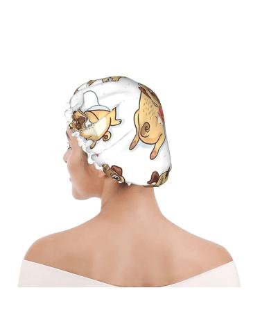 Comical Dog Printed Shower Cap for Women - Waterproof, Fits All Head Sizes and Hair Textures - Buy Online on GoSupps.com