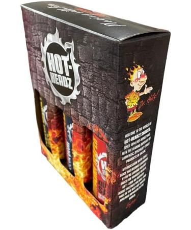 Hot Headz Extra Hot Sauce Gift Set - 3x 148ml Chilli Sauces for Marinades and Dipping | All Natural Spicy Flavours | Variety Box - Buy Online on GoSupps.com