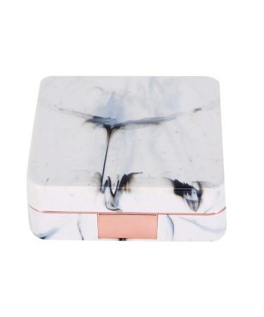 Soaked contact lens container mini travel portable mirror with marble surface square container holder for women gift 6.7 x 6.7 x 2.3 cm (rose gold)