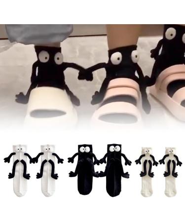JHIALG Magnetic Suction 3D Couple Socks - Unisex Mid-Tube Cute Holding Hands Design - Black - Buy Online on GoSupps.com