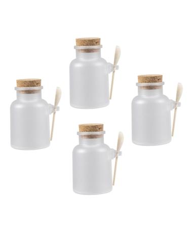 MAGICLULU 4 Sets Bottled Mask Powder Masks Holder Powder Bottle Storage Small Bath Salt Jars Glass Cookie Jar Cosmetic Sample Jar Empty Scrub Jar Tea Bottle Travel Portable Wood
