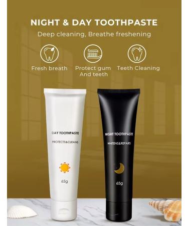 Day & Night Natural Fresh Breath Activated Bamboo Charcoal Teeth Whitening Toothpaste - Stain Removal & Oral Care - Buy Online on GoSupps.com