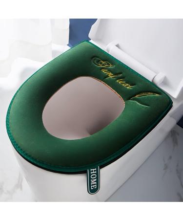 2pcs Washable Warmer Toilet Seat Cover Set with Lid Lifter Handle | Soft Thicker Warmer Mat for Elongated Toilet Seats - Buy Online on GoSupps.com