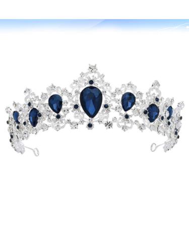 Buy Minkissy Dark Blue Crystal Crown Tiara - Vintage Rhinestone Headband for Weddings Proms & Pageants - Buy Online on GoSupps.com