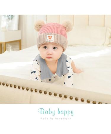 Clysburtuony Newborn Handmade Knitted Crochet Cap - Pink&Gray - 0-3 Months - Buy Online on GoSupps.com
