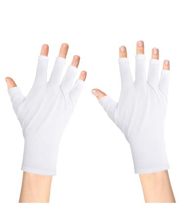 RIVIEVAL UV Gloves for Gel Nails UV Gloves Gel Manicure Gloves UV Protection Gloves Anti UV Gloves Nail Art Skin Care UV Shield Gloves Half Finger Gloves for Nail Polish Nail Art Dryer(White)