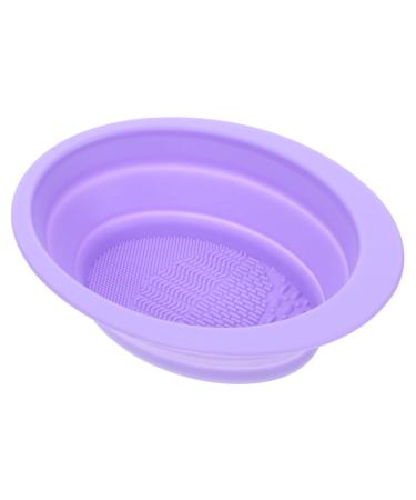 Housoutil Cleaning Pad Silicon Brush Cleaner Cosmetics Brush Scrubber Makeup Cleaning Mat Cosmetic Brush Cleaner Pad Makeup Scrubber Bowl Silica Gel Purple Cleaning Brush Make up 14.5x11cm Purple