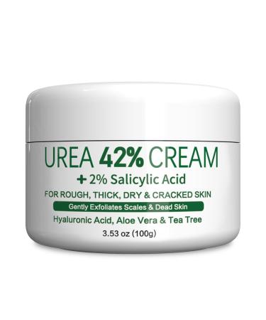 42% Urea Foot Cream - Plus Extra 2% Foot Cream for Cracked Heels and Dry Skin - Deep Moisturizing Aloe Vera Tea Tree Ingredient Treatment Maximum Strength for Callused Rough Skin