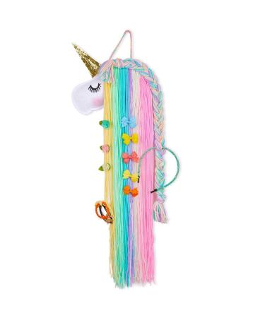 Basumee hair clips for girls unicorn wall decoration handmade unicorn shape hair clips holder made of felt and yarn 1pcs rainbow unicorn