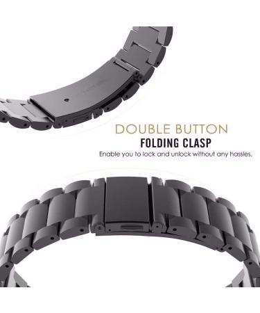 FitTurn Stainless Steel Metal Watch Band for Letscom, Letsfit, Lintelek, Yamay Smartwatches - Black - Buy Online on GoSupps.com