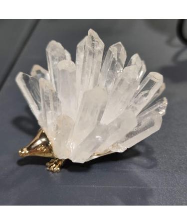 1PCS Natural Stones Hedgehog Crystal Quartz White Quartz Geode Cluster Raw Home Decor - Buy Online on GoSupps.com