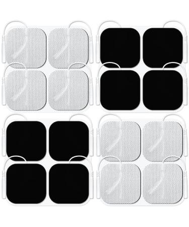 16 Pads of Easy home 2"x 2" TENS Unit Reuseable Self Stick Carbon Electrode Pad - Non Irritating Design 2x2 Inch (Pack of 16)