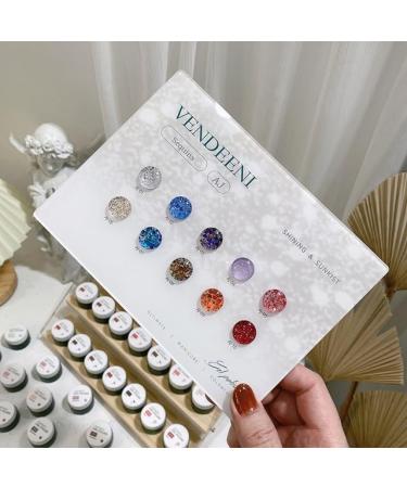 10 Colors/Set Gel Nail Polish Sequins Glitter Transparent UV Gel Varnish Colorful Purple Blue Nail Art Gel Lacquer - (Color: AJ)