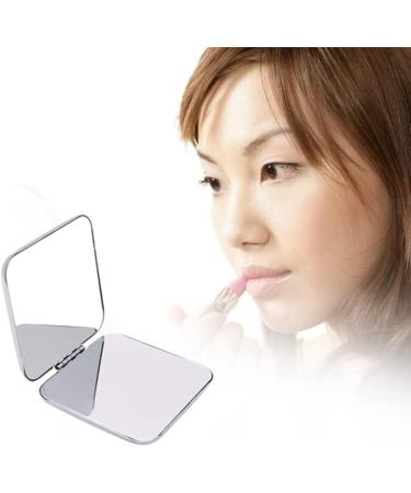 Folding Makeup Mirror Portable Stainless Steel Cosmetic Mirror Double Sided Pocket Mirror Square Beauty Tools - Buy Online on GoSupps.com