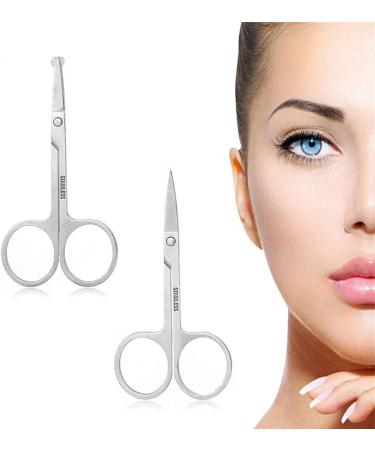 3pcs Small Eyebrow & Nose Hair Scissor Set for Facial Hair Grooming - Unisex Grooming Scissors for Beard, Moustache, Eyelash and Nail Trimming - Buy Online on GoSupps.com