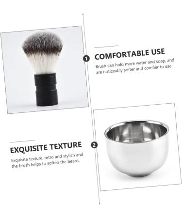 Frcolor Beard Brush & Stainless Steel Shaving Set - Metal Mixing Bowl Razor Cup & Facial Cleaning Tool for Gentlemen - Buy Online on GoSupps.com