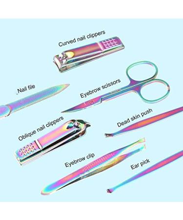 Nail Clippers Set Colorful Titanium Nail Clippers Set 7 Pieces Stainless Steel Nail Scissors Beauty Nail Art Manicure Pedicure Nail Tool Pedicure Tools for Feet - Buy Online on GoSupps.com