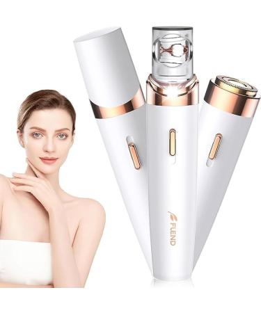Facial Epilator for Women 2 in 1 Facial Hair Remover for Women with LED Light & 2 Cleaning Heads Electric Face Epilator for Women Hair Removal Painless Epilator for Facial Armpit Leg Bikini Area White Pink