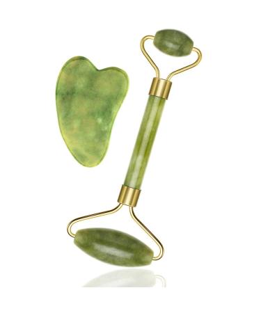 Jade Roller for Face - Gua Sha - Lymphatic Drainage Tool for Face  Eye  Neck  Body - Skin Tightening - Reduces Wrinkles and Fine Lines