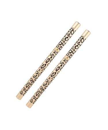 MUSISALY 2pcs Long Lasting Eyebrow Pencils Leopard Eyeliner Pencil Eyebrow Brush for Women Puff Head Wooden 1 count (Pack of 1) As Shown
